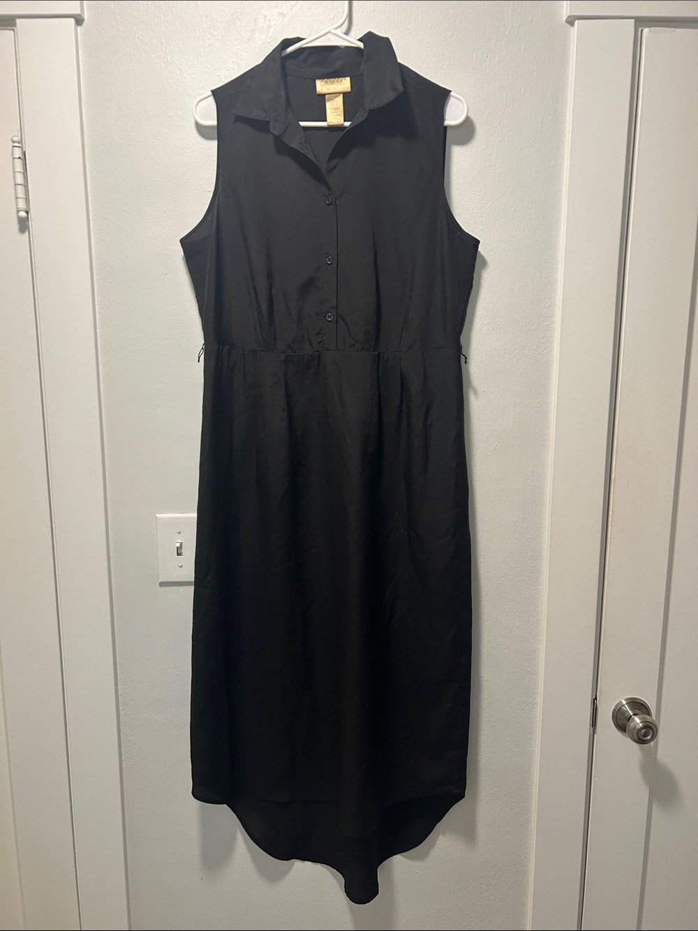 Miss Tina Sleeveless Black High-Low Shirt Dress
